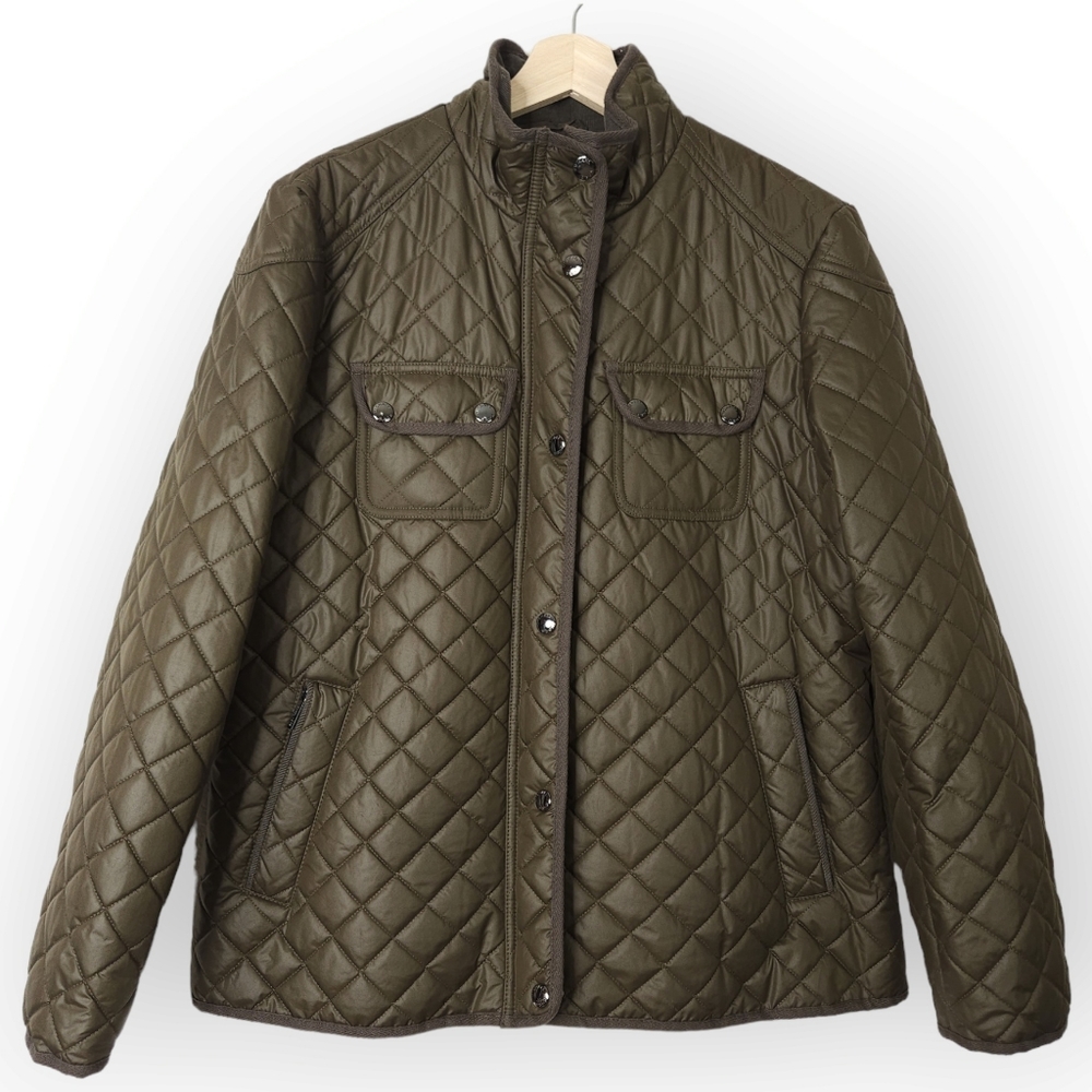 Michael Kors Quilted Jacket Green Brown Poly Fill Size XL